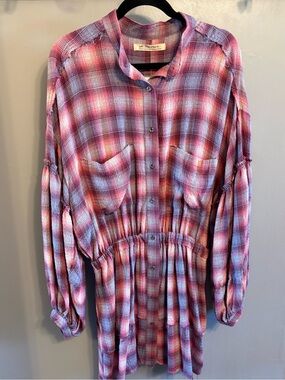 FREE PEOPLE By the Way Plaid Mini Dress